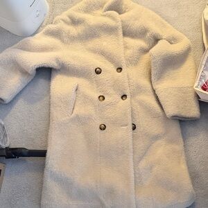 Women's Cream Double-Breasted Coat